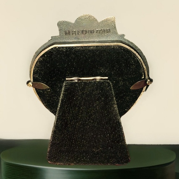 Pewter Heart Shaped Picture Frame Glass Imitation Pearl - Picture 2 of 2